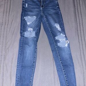 American Eagle Outfitters Ripped Blue Skinny Jeans